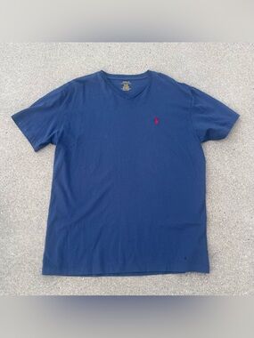 Polo Ralph Lauren Men’s Medium V Neck T Shirt Red Pony Preppy Cotton Classic